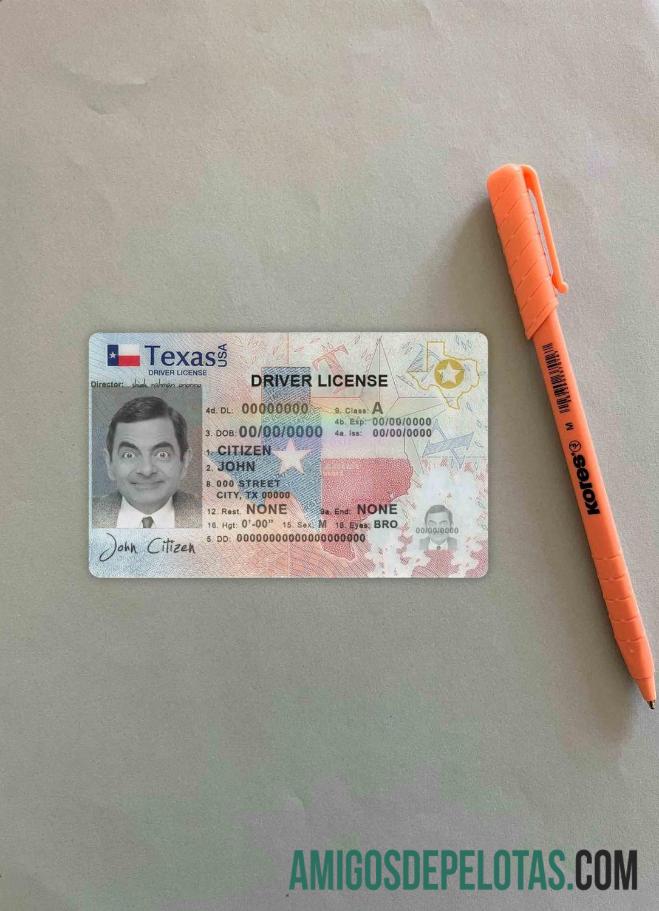 em branco Modelo de carteira de motorista dos EUA e Texas em formato PSD, totalmente editável (2020 - presente) Photolook FRONT